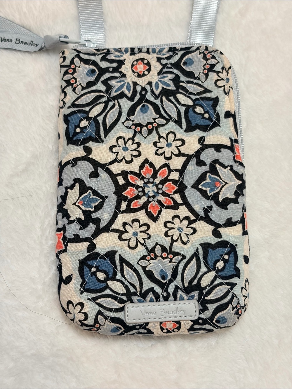 Vera Bradley Navy, Cream & Coral Floral Crossbody Phone Pouch
